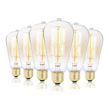 6pcs 3pcs 1pc ST58 Incandescent Vintage Edison Light Bulb 40W E27  Retro Dimmable Antique Tungsten 220-240V for Home Hotel Bistro
