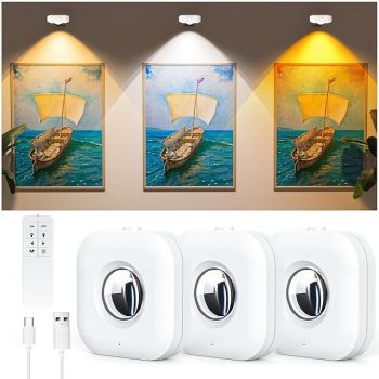 3 PCS Picture Light Charging, Cabinet Light, Night Light, Frame Light, Night Light Wall Light Bedside Lamp Reading Light Remote Control Infinite Dimming