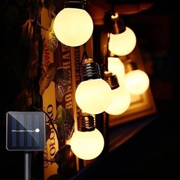 Elegant Wedding Party Reception 5M Outdoor Solar String Lights with G50 Bulbs – IP65 Waterproof LED for Wedding, Garden, Patio & Café