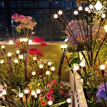 2/4 Packs Solar Firefly Lights Outdoor Waterproof Two Modes of Persistent Light and Flashing 6/8/10 Heads Warm White White Multi Color