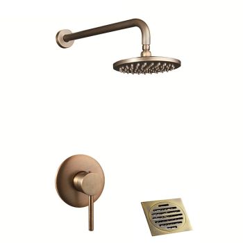 Vintage Concealed Shower Faucet Combo Set 8" Shower Head, Shower System Mixer Rough In Valve Rainfall High Pressure Head with Drain, Wall Monted Tub and Shower Trim Kit Bathroom Bath Foundation of a Perfect Shower