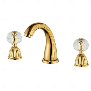 Bathroom Sink Faucet - Widespread Electroplated Widespread Two Handles Three HolesBath TapsSmart Faucet