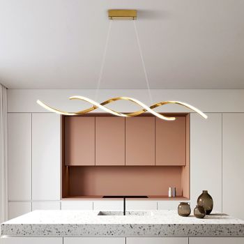 LED Pendant Light Linear 90 cm 3000K Gold/Silver Adjustable Island Lights Dimmable Aluminum Stylish Minimalist Painted Finishes Nordic Style Dining Room Kitchen Lights 110-220V