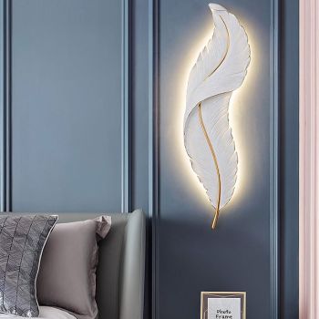 LED Wall Light Modern Dimmable Wall Light White Elegant Feather Design 3000k-6000k LED Wall Light for Bedroom Living Room Hallway