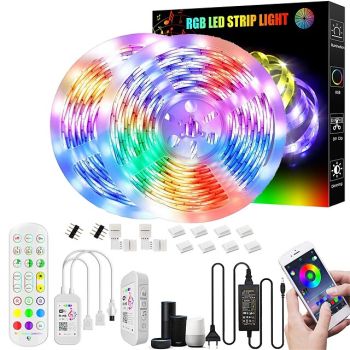 Smart WiFi LED Strip Lights Works with Alexa 32.8ft-10M Tape Light SMD5050 Music Sync Color Changing for Bedroom Kitchen TV Party for iOS Android and 12V Power Supply
