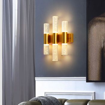 Modern LED Bubble Vanity Bathroom Wall Sconce Cylinder Acrylic Indoor Up Down Wall Mounted Light Bar Black Gold Long Linear Bedside Wall Lamp for Living Room Hallway Restaurant