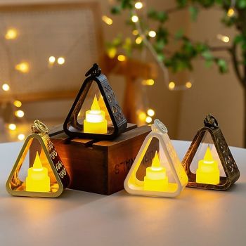 1 Pc 11.5 * 8.9CM Christmas Halloween Ramadan Retro Handheld Lantern LED Electronic Candle Lamp Desktop Decoration Light AG10 * 3 Battery