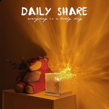 Dynamic Rotating Water Ripple Night Light with Remote Control 16-Color Rotating Water Pattern Flame Crystal Projector for Living RoomStudy Bedroom