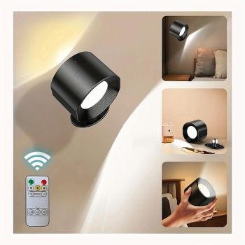 LED Wall Lamp, Wall Lamp With Up And Down Light Source, Wall Lamp With Rechargeable Spherical 360° Rotating Magnetic Ball, Support Remote Control, Wireless Wall Lamp For Reading Study Bedside