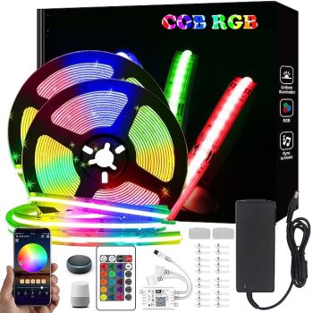 32.8ft 10m COB WiFi LED Smart Strip Lights Christmas Decor Music Sync RGB Color Changing with Work with Alexa Google for Bedroom Home TV Back Light DIY Décor