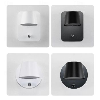 LED Indoor Wall Lights Bedside Reading Light with Night Light Version and Independent Switch 350° Rotatable RV Vanity Wall Sconce Metal Living Room Bedroom 110-240V