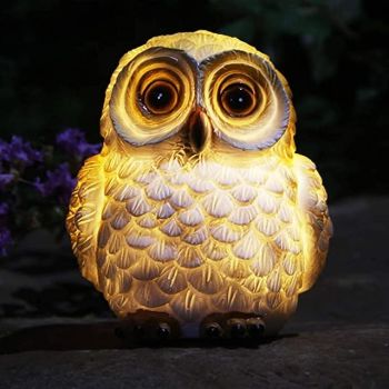 Solar Animal Owl Statue Light Outdoor Waterproof Solar Resin Owl Garden Sculptures Lights for Indoor Outdoor Art Decor Courtyard Landscape Lawn Decoration Light