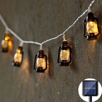 Outdoor Solar Decoration Lights LED Retro Oil Lamp Shape String Lights 5m 20leds Christmas Home Indoor Outdoor Decoration