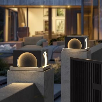 LED Outdoor Wall Lights Warm White Post Cap Lights Square Fence Pillar Lamp Modern Column Lights IP65 Waterproof Fence Gate Cap Light Lantern Head Lamp Patio Villa Park Decor Deck Stigma Light