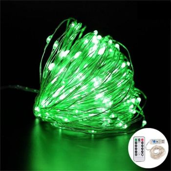 Elegant Wedding Party Reception St. Patrick's Day Green LED Lights, 8 Modes, 5m-20m USB, Waterproof Silver Copper Wire, with Remote, for Home Decoration