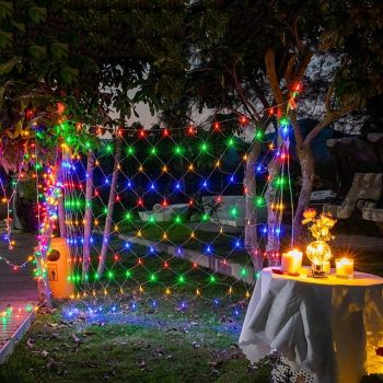 LED Net String Lights 6m x 4m 672 LEDs Net Lights Curtain Lights Fishing Net for Christmas Holidays Party Decor Outdoor String Lights with 8 Modes Non-Waterproof Linkable 220-240V