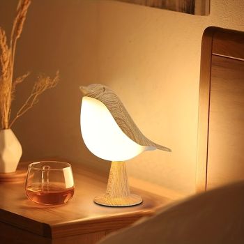 Magpie Night Light with Tri-color Touch Control Dimmable Cute Little Bird Night Light Rechargeable Aromatherapy Table Lamp for Bedroom Nursery Office Car Home Decor