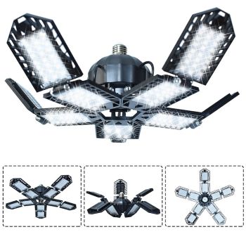 LED Garage Lights Bulb 6/8/10 Panels 200W 20000LM 6500K Led Shop Light with  Deformable Panels Basement Barn Light Garage Ceiling Lights