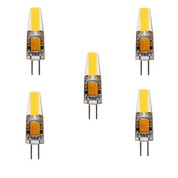 5pcs 5W 300lm G4 LED Bi-pin Light Bulb T3 JC Type COB Chip Warm Cold White for Under Cabinet Light Ceiling Lights (50W Halogen Equivalent) AC/DC12-24V