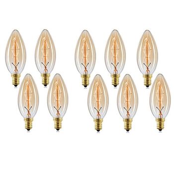 10pcs 40W Edison Vintage Incandescent Light Bulb Dimmable E14 C35 Antique Filament Amber Warm White for Chandelier Light 220-240V