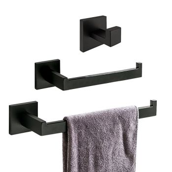 Bathroom Accessory Set New Design Include Robe Hook Toilet Paper Holder and Towel Rack Antique Wall Mounted Matte Black 3pcs