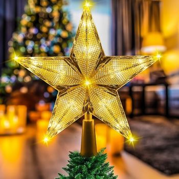Christmas Tree Decor Star Lights Pentagram Pendant Colorful LED Tree Top Lights Xmas New Year Party Trinkets Home Decoration
