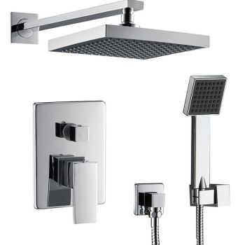 Concealed Shower Faucet Combo Set 8" Shower Head, Shower System Mixer Rough In Valve Rainfall High Pressure Head with Handheld, Wall Mounted Tub and Shower Trim Kit Bathroom Bath Foundation of a Perfect Shower