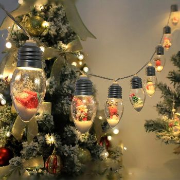 Christmas Fairy String Lights Christmas Tree Snow Bulb String Light 1.5m 10LEDs Decor Fairy Lights New Year Party Xmas Indoor Bedroom Tree Patio Decoration Garland Lights