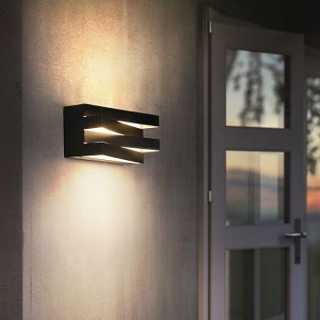 Outdoor LED Wall Lamp Waterproof 10W Up and Down Lighting Indoor Double-Head Curved Wall Light Modern Bedroom Warm White Light