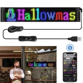 LED Car Sign Ultra Thin Flexible LED Matrix Panel USB 5V Bluetooth Application Control DIY Programmable Scrolling LED Sign for Car Party Wedding Festival,for Halloween Car Accessories