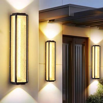 Outdoor LED Wall Lamp Glass Line Design Waterproof Lighting Indoor Marble Wall Light Modern Bedroom Warm White Light 1PC