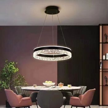 Nordic Style Single Design Chandelier Living Room Ceiling Light Ring Iron Hanging Lamp Dimmable Pendant Light 110-240V