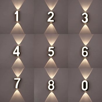 0-9 Digital Modeling Outdoor Wall Light Waterproof IP65 Black 9W Warm Light 3000K Outdoor Wall Light for Porch Door Number Patio Bathroom Corridor Store AC85-265V