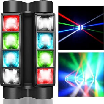 7 Stars Moving Head DJ Light –Party Lights Indoor 8 Beams Spider LED RGBW 4-in-1 Spotlight DMX/Sound/Auto Modes, Perfect for Weddings, Karaoke, & Disco Light Shows