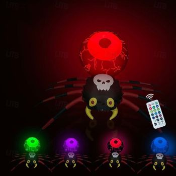 Halloween Inflatable Spider with Changeable LED Light, Blow Up Spider for Halloween Decor, Inflatable Holiday Yard Garden Spider Decorations for Indoor and Outdoor