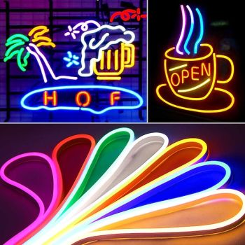 Neon LED Strip Lights 1M 2M 3M 4M 5M Multicolor 2835 SMD LED IP65 Waterproof Flexible Silicone Rope Light with DC12V Adapter and Touch Dimmer Switch Kit for Indoor Outdoor Home Decoration