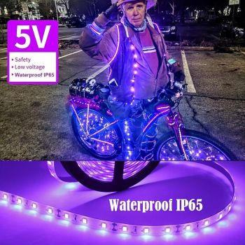 Waterproof LED UV Black Strip Light Purple LED Light Strip USB Interface with Switch or Battery Box SMD2835 380-400NM UV LED No-waterproof Black Light Lamp Suitable for Fluorescent Dance and UV Body Coating
