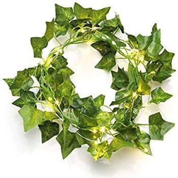 Elegant Wedding Reception Party 2m LED Artificial Ivy Vine String Lights, 20 Green Leaf Maple Fairy Garland for DIY Home & Wedding Decor (1/2/4 pcs)