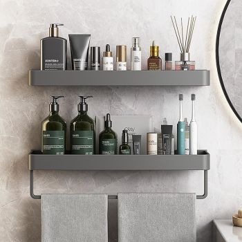 Shower Caddy Bathroom Shelves Wall Mounted Gun Grey Storage Organizer Rack Bathroom Kitchen Bathroom Hardware Pendant Bathroom Shelf Space Aluminum Shower Rack Corner Shelf Square Bath Shower Shelf Bath Hardware