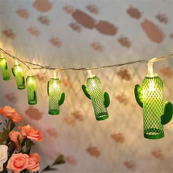 LED Cactus String Light Iron Crafts Immortal Palm Light String Lighting Chain LED Interior Decoration Atmosphere Layout Lighting Shape Lighting Chain Day Atmosphere Light String 1 set