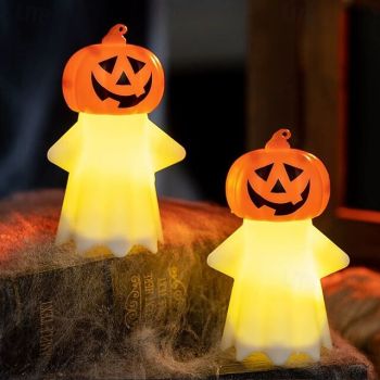 2/4 PCS Halloween Ghost Pumpkin Lantern Halloween Glowing Candle Night Light Bar Haunted House Decoration Props Party Scene Layout