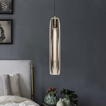 LED Pendant Light Crystal Chandelier Full Copper Lamp Holder Sparkly Crystal Lampshade Single Head Ceiling Light for Loft Bar Living Room Dining Room