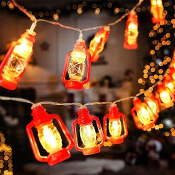 Ramadan Eid Lights Decoration Lantern LED String Lights 3M 20LEDs Battery Powered Kerosene Lamp for Courtyard Garden Holiday Family Ramadan Wedding Party Christmas Eid Festival Indoor Outdoor Decoration