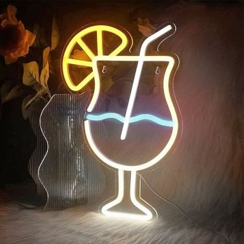Cocktails Neon Sign Light, Dimmable LED Wall Decor USB Powered for Bars, Bedrooms & Parties | USB Acrylic Drink Art Night Light, Perfect Gift for Beer Bars, Clubs & Events
