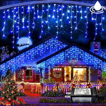 1 Pack Icicle Christmas Lights, 10M 400 LED 8 Modes and Timer With 60 Drops, Icicle Christmas Lights with Timer, Waterproof Connectable Outdoor String Lights for Holiday, Wedding, Christmas
