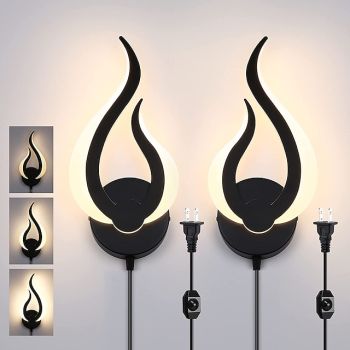 Plug in Wall Lamp 1pc 2pcs Dimmable LED Wall Lamp 10W Modern Indoor Wall Lamp Acrylic Aall Lamp with 6ft (about 1.8m) Plug Cable Suitable for Living Room Bedroom and Stair AC110V AC220V