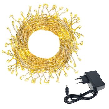 2m 200 LEDs Firecracker Lamp String Lights - Warm White & White Waterproof Outdoor Christmas Garden Lights with 6V 1A Power Adapter for Christmas Holiday Parties