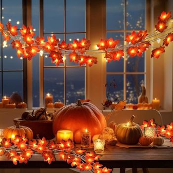 Thanksgiving Maple Leaf String Lights 10/20/40 LED Garland Lights Battery / USB Powered Halloween Christmas Wedding Party Holiday Garden Balcony Decoration