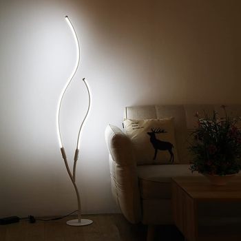 Dimmable Living Room Floor Lamp 24 W LED Floor Lamp with Remote Control Modern Spiral Floor Lamp for Bedroom Exhibition Rooms Galleries White 110-240V