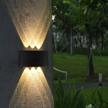 Outdoor LED Wall Lamp Waterproof 6W Up and Down Lighting Indoor Double-Head Curved Wall Light Modern Bedroom Warm White Light